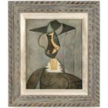 PABLO PICASSO, Woman in Hat, off set lithograph, vintage French distressed frame, 26.5cm x 21.5cm.