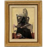 PABLO PICASSO, Seated Woman, off set lithograph, signed in the plate, French vintage frame,26cm x