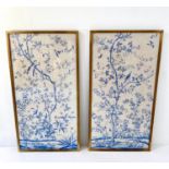 ORIENTAL STYLE DIPTYCH, framed, 90cm x 48cm.