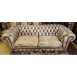 CHESTERFIELD SOFA, 208cm W x 96cm D x 81cm H, in buttoned brown leather.