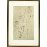 EGON SCHIELE (1890-1918) 'Schiele with nude model before the mirror, 1910', lithograph, 48cm x 30cm,