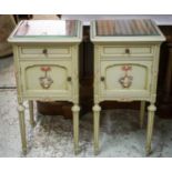 BEDSIDE CABINETS, 80cm H x 40cm W x 40cm D, a pair, each with drawer and door, en suite with