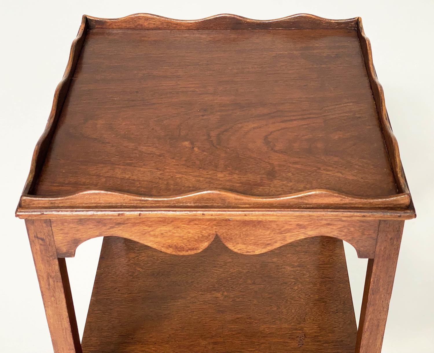 NIGHT STAND/LAMP TABLE, George III mahogany with gallery, drawer and undertier, 30cm x 30cm x 80cm - Image 2 of 8