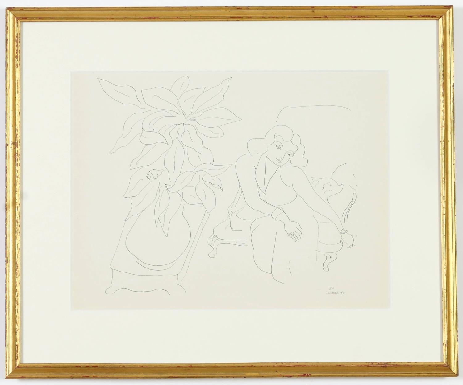HENRI MATISSE, collotype E11, Seated Woman, signed in the plate, edition: 950, printed by Martin