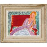 HENRI MATISSE, Jeune Femme Assise, signed in the plate, off set lithograph, vintage French frame,