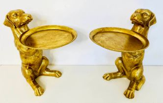 LABRADOR BUTLER TRAYS, a pair, gilt finish, 44cm x 38cm x 27cm. (2)