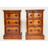 BEDSIDE CHESTS, a pair, Victorian mahogany each adapted with three drawers and plinth base, 43cm W x
