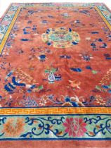 ANTIQUE CHINESE ART DECO CARPET, 360cm x 280cm.