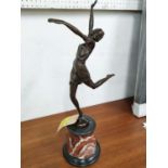 AFTER BRUNO ZACH, Dancing Woman, 64cm H, bronzed metal on stone base.