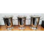 CHAMPAGNE BUCKETS, a set of three, 24cm H x 24cm diam., each stamped Louis Roederer. (3)