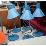 MADE.COM DESK LAMPS, a set of five, blue finish, 52cm H. (5)