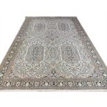 FINE PURE SILK TEHRAN DESIGN CARPET, 306cm x 213cm.