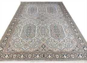 FINE PURE SILK TEHRAN DESIGN CARPET, 306cm x 213cm.