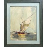 ANDRE PETROFF (Russian-French 1894-1975) 'Sailing boat', oil on board, 36cm x 27cm, framed.