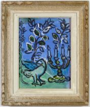 MARC CHAGALL, Candlesticks, 31cm x 23cm, original lithograph 1962, Vintage French frame.