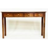 HALL TABLE, 125cm W x 76cm H x 32cm D, George III design, burr elm and crossbanded, with four frieze