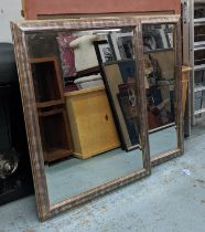 WALL MIRRORS, a pair, 96cm W x 129cm H with a rectangular bevelled plate. (2)