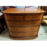 CHEST, 109cm W x 67cm D x 103cm H, Edwardian of 'D' shaped form, satinwood and penwork marquetry