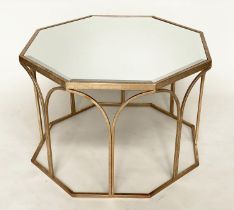 LOW TABLE, octagonal mirror glazed with gilt metal supports, 80cm W x 50cm H.
