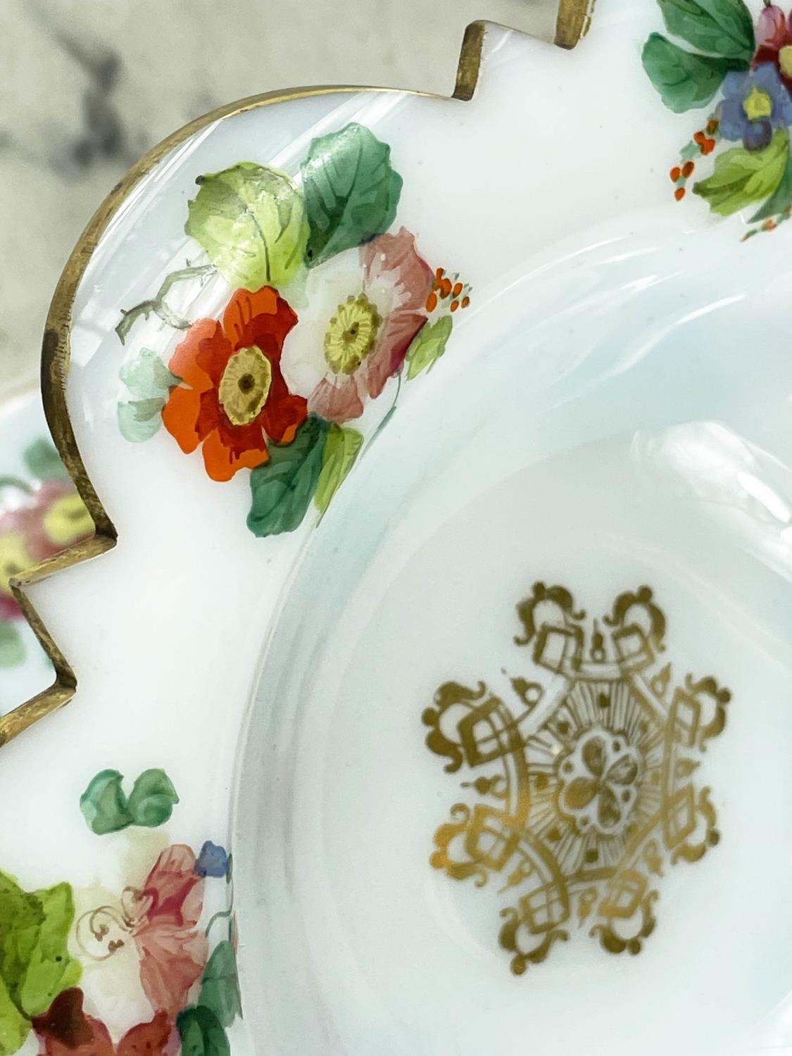 OPALINE TAZZA, French, circa 1860, along with a blue opaline vase and a French Limoges cake tray and - Image 6 of 10