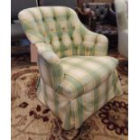 BEDROOM CHAIR, 72cm W, in green tartan.