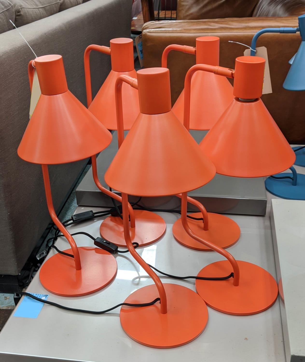 MADE.COM DESK LAMPS, a set of five, orange finish, 52cm H. (5) - Image 3 of 6
