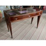 BIJOUTERIE TABLE, 115cm W x 76cm H x 47cm D Art Deco manner with a glass top above three drawers