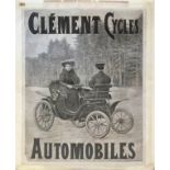 CLEMENT CARS ORIGINAL ADVERTISING POSTER, 126cm x 90cm, circa 1905.