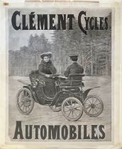 CLEMENT CARS ORIGINAL ADVERTISING POSTER, 126cm x 90cm, circa 1905.