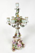 CANDELABRA, 57cm H, late 19th century, six branch with central sconce, Rococo style with foliate