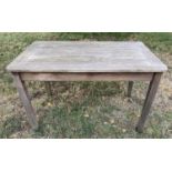 GARDEN TABLE, 120cm x 70cm x 70cm H, weathered teak and slatted.