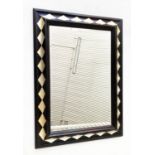 WALL MIRROR, 90cm H x 65cm W, Antique Italian style, with raised moulded frame, silver triangle