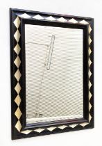 WALL MIRROR, 90cm H x 65cm W, Antique Italian style, with raised moulded frame, silver triangle