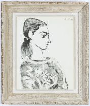 PABLO PICASSO, Francoise in Embroidered Blouse, 39.5cm x 31.5cm, lithograph dated in the plate,