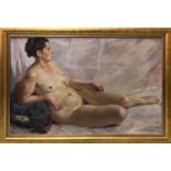DMITRY ALEKSANDROCH TOPORKOV (Russian 1885-1937) 'Nude Study', oil on canvas, 68cm x 100cm, framed.
