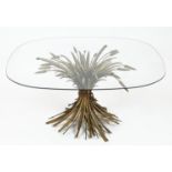 WHEAT SHEAF LOW TABLE, vintage French gilt metal with a glass top, 46cm H x 95cm x 95cm.