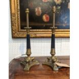 TABLE LAMPS, a pair, Regency style brass & ebonised, 51cm H. (2)