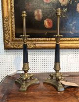 TABLE LAMPS, a pair, Regency style brass & ebonised, 51cm H. (2)