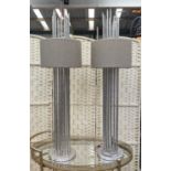 PORTA ROMANA FLYNN CAGED TABLE LAMPS, a pair, with Porta Romana shades, 106cm H. (2)