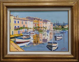ERNEST AUDIBERT (b1922-2017, France), 'Moiroir De Oseiaux, Martigues', oil on canvas, 36cm x 54cm,
