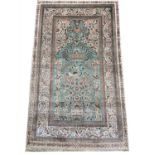 FINE PURE SILK HEREKE DESIGN RUG, 178cm x 95cm.