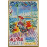 CONSTANTIN TERECHKOVITCH, large original travel poster, Menton – Mer Monts et Merville – Cote d’