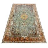 FINE PURE SILK TEHRAN DESIGN CARPET, 305cm x 185cm.