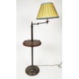 BESSELINK & JONES STANDARD LAMP, mahogany & brass, 138cm H