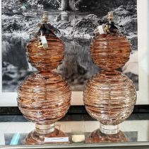 WILLIAM YEOWARD ALFIE TABLE LAMPS, a pair, arora finish, 58cm H. (2)