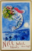 MARC CHAGALL, La Baie Des Anges, rare lithographic poster created in 1962, conceived as a travel