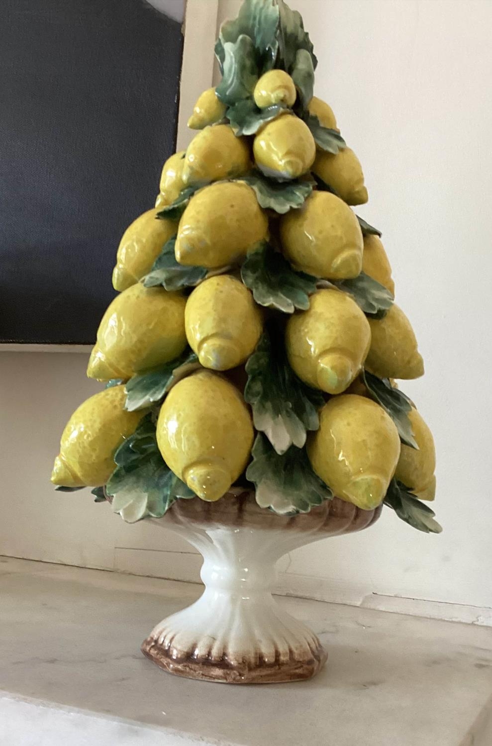 CAPODIMONTE CENTREPIECE, Italian ceramic stand supporting pyramid tower of lemons 'capodimonte', - Image 2 of 3