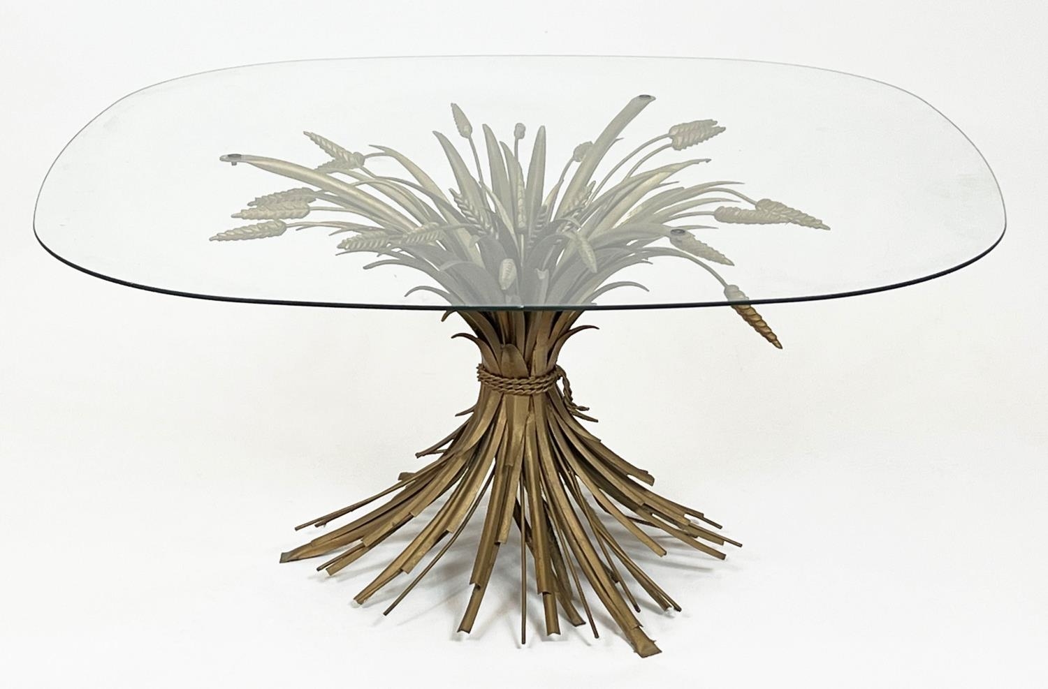 WHEAT SHEAF LOW TABLE, vintage French gilt metal with a glass top, 46cm H x 95cm x 95cm. - Image 2 of 4