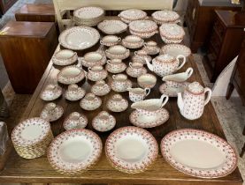 SPODE FLEUR DE LYS RED DINNER SERVICE, comprising twelve dining plates, nine entree plates, fithteen