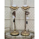 PAOLO MOSCHINO ORION TABLE LAMPS, a pair, antiqued brass finish, 73cm H. (2)